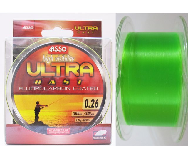 Asso Ultra Cast 300m 0,20mm fluo zelena